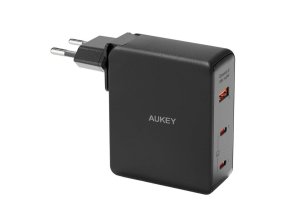 Nástěnná nabíječka Aukey PA-B7O, 1xUSB-A, 2xUSB-C, 140W GaN (černá)