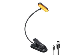 Wireless lamp Glocusent ET-Head clip-on book light, USB-C 650mAh timer (Black)