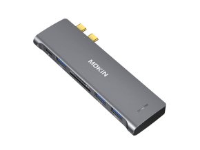 HUB 6in2 MOKiN USB-C for Macbook 3xUSB-A 1xUSB-C 1xSD/MicroSD (silver)