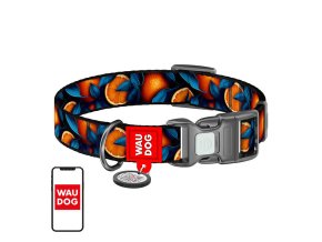 Waudog "Oranges" nylon dog collar with QR code, size XL