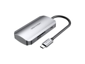 USB-C to 3x USB3.0 Docking Station, SD, TF, PD 0.15m Vention TNHHB, gray