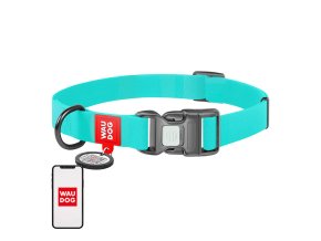 Waterproof glowing dog collar with QR passport WAUDOG 40 mm wide, 46-70 cm long
