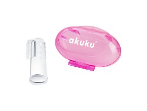 AKUKU A0265 Silikonový zubní kartáček v pouzdře růžový