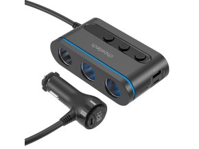 Choetech rozdělovač zapalovače do auta 3 zásuvky 2C+1A