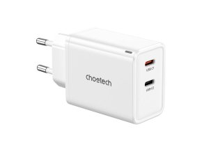 Choetech PD6013, GaN, 2x USB-C, síťová nabíječka PD65W (bílá)