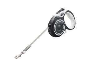 Dogness automatic leash with flashlight and bag container (gray)