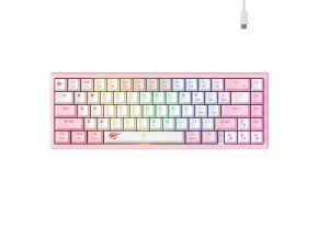 Mechanická herní klávesnice Havit KB874L RGB (růžová a bílá)