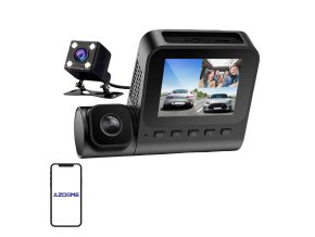 Přední kamera 1080p, vnitřní kamera 1080p a zadní kamera VGA Azdome V600-3CH, G-senzor