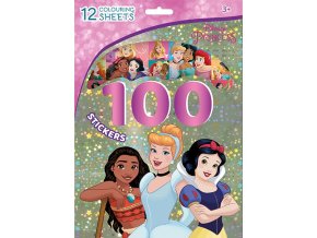 100 samolepek s omalovánkovými listy Disney Princezny