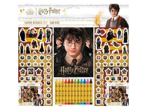 Samolepkový set s omalovánkami a voskovkami 500ks Harry Potter