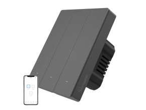 Chytrý WiFi nástěnný spínač SONOFF M5-3C-80 (3kanálový, pro rám, grafitový)