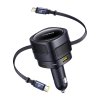 Baseus Enjoyment Max nabíječka do auta s USB-C+Lightning kabely a porty USB-A+USB-C 90W černá