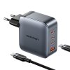 Napájecí nabíječka Vention 3x USB-C, 1x USB-A, (100W/100W/30W/30W) (šedá) s kabelem USB-C na USB-C (1m) (černá)