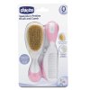 CHICCO 00006569100000 Štětec + hřeben z přírodních štětin růžový