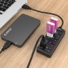Orico USB 3.0. Rozbočovač s přepínači, 4x USB (černý)