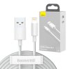 Baseus Simple Wisdom Data Cable Kit USB to Lightning 2.4A (2PCS/Set）1.5m - bílý