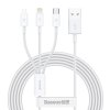 Kabel USB 3v1 Baseus Superior Series, USB na micro USB / USB-C / Lightning, 3,5 A, 1,2 m (bílý)