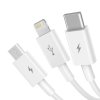 Kabel USB 3v1 Baseus Superior Series, USB na micro USB / USB-C / Lightning, 3,5 A, 1,2 m (bílý)