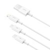 Kabel USB 3v1 Baseus Superior Series, USB na micro USB / USB-C / Lightning, 3,5 A, 1,2 m (bílý)