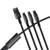 Kabel USB 3v1 Baseus Tungsten Gold, USB na micro USB / USB-C / Lightning, 3,5 A, 1,5 m (černý)