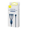 USB kabel 3v1 Baseus Flash Series, USB-C + micro USB + Lightning, 100W, 1,2 m (modrý)