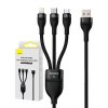 USB kabel 3v1 Baseus Flash Series, USB-C + micro USB + Lightning, 100W, 1,2 m (černý)