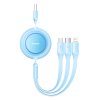 Baseus Bright Mirror 2, USB kabel 3 v 1 pro micro USB / USB-C / Lightning 3,5A 1,1 m (nebesky modrý)
