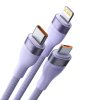 Kabel USB 3v1 Baseus Flash Series 2, USB-C + micro USB + Lightning, 100 W, 1,2 m (fialový)