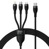 Kabel USB 3v1 Baseus Flash Series 2, USB-C + micro USB + Lightning, 100 W, 1,5 m (černý)