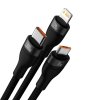 Kabel USB 3v1 Baseus Flash Series 2, USB-C + micro USB + Lightning, 100 W, 1,5 m (černý)