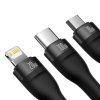 Kabel USB 3v1 Baseus Flash Series 2, USB-C + micro USB + Lightning, 100 W, 1,5 m (černý)