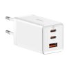 Nástěnná nabíječka Baseus GaN5 Pro 2xUSB-C + USB, 65W (bílá)