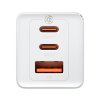 Nástěnná nabíječka Baseus GaN5 Pro 2xUSB-C + USB, 65W (bílá)