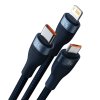 Kabel 3v1 USB Baseus USB 3v1 Baseus Flash Series, USB-C + Micro + Lightning 66W, 1,2 m (modrý)