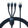 Kabel 3v1 USB Baseus USB 3v1 Baseus Flash Series, USB-C + Micro + Lightning 66W, 1,2 m (modrý)