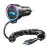 Nabíječka do auta Joyroom JR-CL07, 3 v 1, 1x USB + 1x PD, 55W + kabel Type-C (černá)