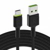 Kabel USB - USB-C Green Cell GC Ray, 120 cm, zelená LED, s funkcí Ultra Charge, QC 3.0