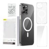 Pouzdro na telefon Baseus Magnetic Crystal Clear pro iPhone 12 Pro (průhledné) s ochranným krytem displeje z tvrzeného skla a čisticí sadou