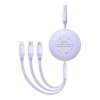 Nabíjecí kabel 3w1 Baseus USB na USB-C, USB-M, Lightning 3,5A, 1,1 m (fialový)