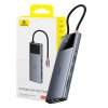 Rozbočovač 10v1 Baseus Metal Gleam II Series, USB-C na 1xHDMI, USB-A (10Gbps), USB-C, 2xUSB-A, Ethernet RJ45, SD/TF karta, mini-jack 3,5mm, USB-C(PD)