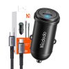 Nabíječka do auta McDodo Particular Digital Display QC+PPS 65W s mini bílým kabelem USB-C s čipem E-mark 1m 100W (černá)