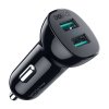 Nabíječka do auta Choetech C0051, 30W QC 3.0 se dvěma porty (černá)