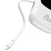 Powerbanka Baseus Qpow PRO s kabelem Lightning, portem USB-C a USB 20000mAh, 20W (bílá)