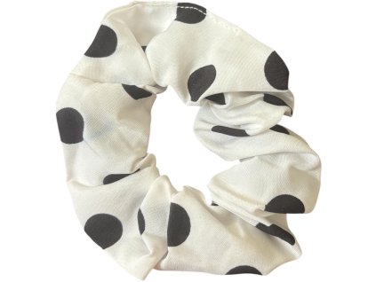 2563 3 scrunchies gumicka do vlasu bila s puntiky