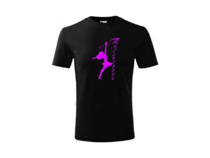 Tričko dětské černé, majorette růžový tisk (Barva Černá, Velikost 158 cm/12 let)