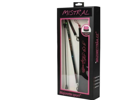 Sada pre mažoretky MISTRÁL ČIERNA  Palica + Omotávka + Obal | Potlač Mien ZDARMA