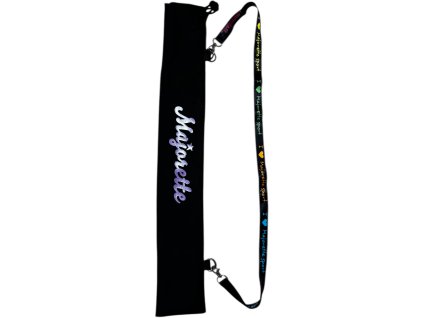 Obal na hůlku černý - fialový glitrový potisk