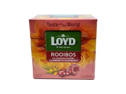 Loyd čaj Rooibos a Manuka med s príchuťou malín a brusníc 20 x 1,7 g