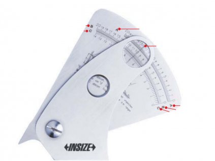 Hegesztés sarokvarrat mérő idomszer, 3 skálával - Insize 4840-1
