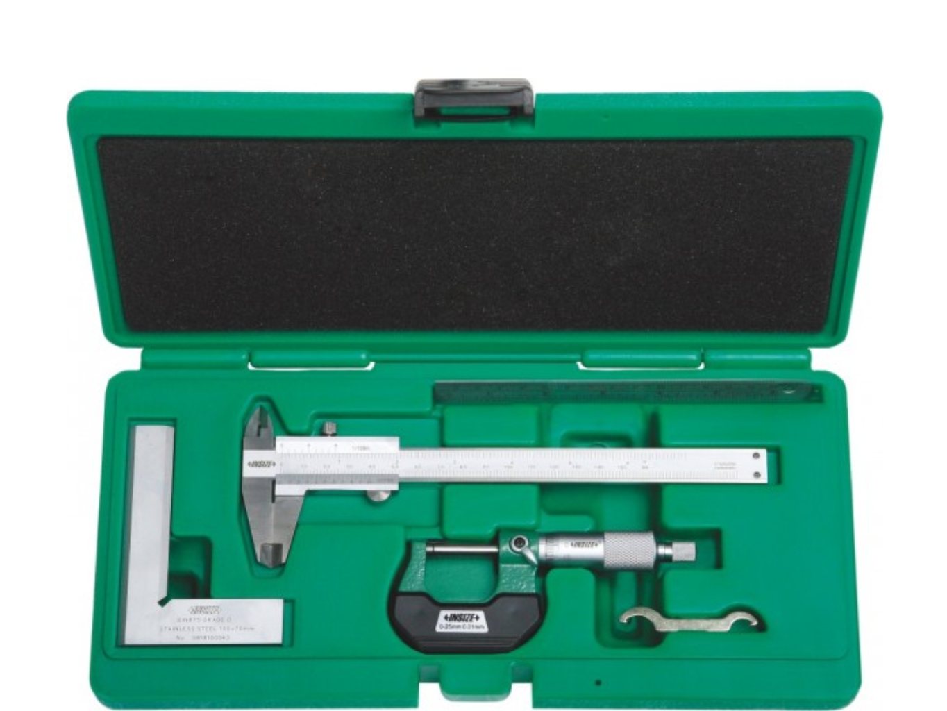 4 részes mérőeszköz készlet, nóniuszos tolómérővel 0-150/0.05 mm - Insize
